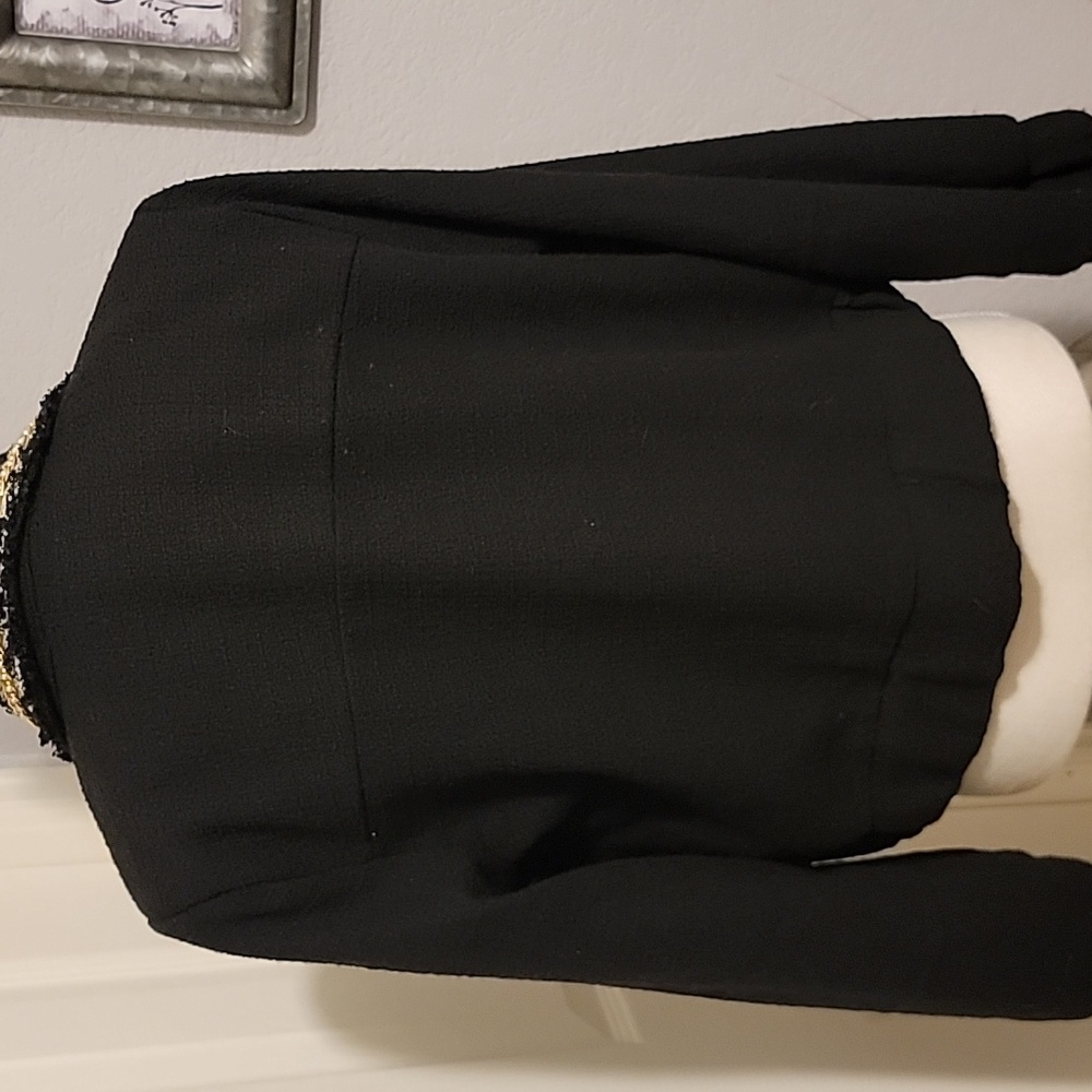 Black Women's BLAZER with Gold Accents - Picture 5 of 9